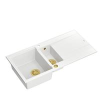 Virtuvinė plautuvė Quadron Evan 156, granitas, 100 cm x 50 cm x 21 cm, aukso sp./balta sp.
