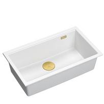 Virtuvinė plautuvė Quadron Logan 110, granitas, 76 cm x 45 cm x 23.5 cm, aukso sp./balta sp.