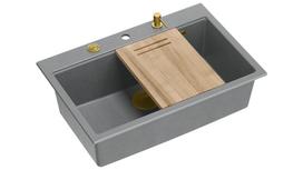 Virtuvinė plautuvė Quadron Marc Workstation, granitas, 92 cm x 58 cm x 29 cm, aukso sp./sidabro sp.