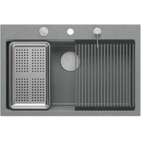 Virtuvinė plautuvė Quadron Marc Workstation, granitas, 76 cm x 50 cm x 23.5 cm, sidabro sp.