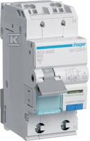 Hager ADS906D Diferencialinis automatinis jungiklis RCBO 1P+N 6kA B6A 0,03A A tipo QuickConnect ADS906D