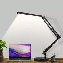 SKYLEO LED stalinė lempa su pagrindu ir spaustuku, 3 režimai, Noir Base et Clip