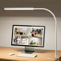 SKYLEO LED stalinė lempa su spaustuku, 12 W, 1300 lm, USB, balta