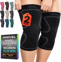 MODVEL elastiniai kelio įtvarai XXL, juodi ir pilki, 2 vnt., MV-137-XXL-Juodas/Pilkas