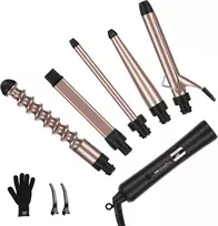 PARWIN PRO BEAUTY 5 viename plaukų garbanojimo žnyplės su 5 antgaliais, 140–230 °C, HT0295-5P