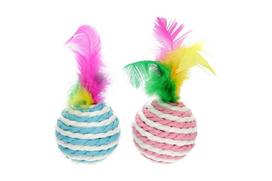 Kačių žaislas HIPPIE PET, kamuoliukai su plunksna, 4,5 cm, 2 vnt