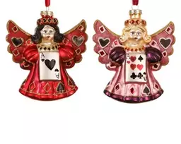 Stikl. kalėdinis eglės žaisliukas ALICE ANGEL, įvairių sp., 2 rūšys, 5,7 x 12 x 13,5 cm