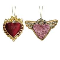 Pakabinama kalėdinė dekoracija ALICE HEART, įvairių sp., 2 rūšys, 1 x 10 x 11 cm, 1 vnt