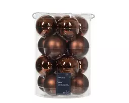 Stiklinių kalėdinių eglės žaisliukų rinkinys BAUBLES MIX, t. rudos sp., 8 cm,16 vnt