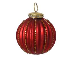 Stiklinis kalėdinis eglės žaisliukas BAUBLES STRASS, raudonos sp., 10 cm, 1 vnt