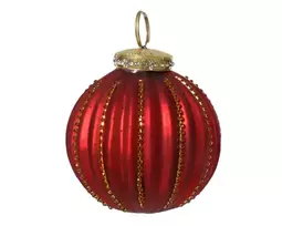 Stiklinis kalėdinis eglės žaisliukas BAUBLES STRASS, raudonos sp., 8 cm, 1 vnt