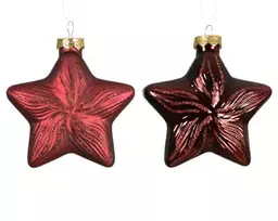 Stiklinių kalėdinių eglės žaisliukų rinkinys STAR, raudonos sp.,  4 x 10 x 10 cm, 2 vnt