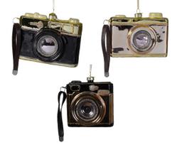 Stiklinis kalėdinis eglės žaisliukas PHOTO CAMERA, 3 rūšys, 12,5 x 4,3 x  8,7 cm, 1 vnt