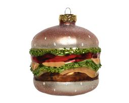 Stiklinis kalėdinis eglės žaisliukas HAMBURGER, 9 x 9 x 10 cm, 1 vnt