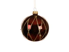 Stiklinis kalėdinis eglės žaisliukas BAUBLES, t. raudonos sp., 8 cm, 1 vnt