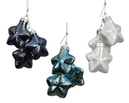 Stiklinis kalėdinis eglės žaisliukas STAR, 3 rūšys, 1,8 x 4,4 x 4,7 cm, 3 vnt