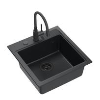 Virtuvinė plautuvė Quadron Peter 110, granitas, 52 cm x 50 cm x 20 cm, juoda sp.