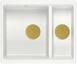 Virtuvinė plautuvė Quadron Logan 150, granitas, 56 cm x 46 cm x 22 cm, aukso sp./balta sp.