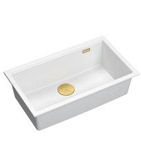 Virtuvinė plautuvė Quadron Logan 110, granitas, 76 cm x 45 cm x 23.5 cm, aukso sp./balta sp.