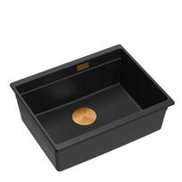 Virtuvinė plautuvė Quadron Logan 100, granitas, 59 cm x 45 cm x 21.5 cm, juoda sp./vario sp.