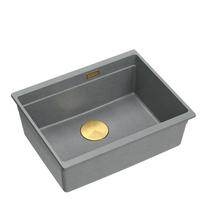 Virtuvinė plautuvė Quadron Logan 100, granitas, 59 cm x 45 cm x 21.5 cm, aukso sp./sidabro sp.