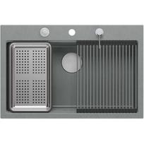 Virtuvinė plautuvė Quadron Marc Workstation, granitas, 76 cm x 50 cm x 23.5 cm, sidabro sp.