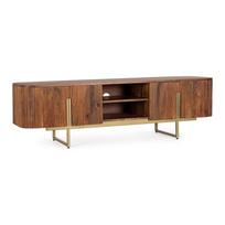 Natūralios spalvos iš mango masyvo TV spintelė 180x45x40 cm Vilas – Bizzotto