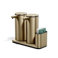 Automatinis matinės auksinės spalvos iš metalo stovas skalbimo reikmenims – simplehuman