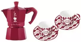 Bialetti Candyland Rinkinys: Moka Express 3TZ (150 ml) raudona + 2 filiżanki