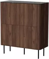 SOLANO KM-2 komoda, warmia riešutas / juodas marmuras