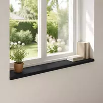 Langų palangės 2 vnt. Juoda 160 x 30 x 2 cm Kietas bukas medis
