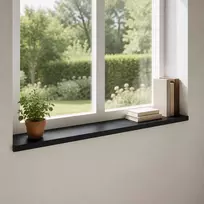 Langų palangės 2 vnt. Juoda 110 x 40 x 2 cm Kietas bukas medis