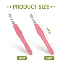 Coyun 2 vnt. nėrimo vąšelių rinkinys, 7,0 mm, 8,0 mm nėrimo vąšeliai, mezgimo virbalai su ergonomiška rankena, skirti artritinėms rankoms, spalvinga tpr rankena nėrimo vąšelis pradedantiesiems ir nėrimo siūlai