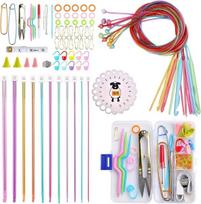 Coopay tunisietiškų nėrimo vąšelių rinkinys su nėrimo priedais, 2,0–8,0 mm tunisietiškas aliuminio nėrimo vąšelis ir 3,0–10 mm plastikinis tunisietiškas nėrimo vąšelis su virvele, pilnas tunisietiškų nėrimo rinkinys
