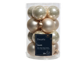 Stiklinių kalėdinių eglės žaisliukų rinkinys BAUBLES MIX, šampaninės sp., 3,5 cm, 16 vnt