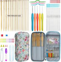 Koknit 36 tiesių bambukinių mezgimo virbalų rinkinys, 5 nėrimo vąšeliai su ergonomiška minkšta rankena, 12 glotnių nėrinių nėrimo vąšelių, mezgimo reikmenys, nėrimo įrankiai ir priedai