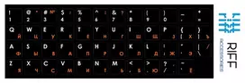 Riff Qwerty наклейки на клавиатуру ENG белые / RU красные