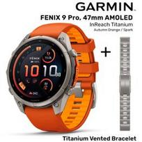 GARMIN Fenix 9 Pro 47mm AMOLED inReach, Titanium Orange/Spark + Vented Titanium Bracelet sportinis laikrodis 010-04336-01 / 010-12863-08