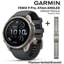 GARMIN Fenix 9 Pro 47mm AMOLED inReach, Titanium Graphite/Black + Vented Titanium Bracelet sportinis laikrodis 010-04336-21 / 010-12863-08