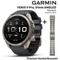 GARMIN Fenix 9 Pro 51mm AMOLED, Titanium Graphite / Black + Vented Titanium Bracelet sportinis laikrodis 010-04337-26 / 010-12864-08