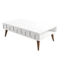 Kavos staliukas Kalune Design Lyon 34, balta sp./riešuto sp., 105 cm x 60 cm x 34.6 cm