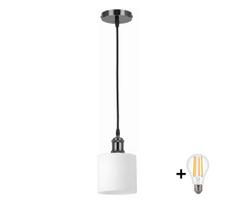 BRILAGI - LED pakabinamas šviestuvas ant laido RETRO GLASS 1xE27/60W/230V Ø 10 cm juodas/baltas