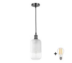 BRILAGI - LED liustra ant laido RETRO GLASS 1xE27/60W/230V skersmuo 14 cm juoda/balta