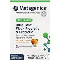 Metagenics, „UltraFlora®“ skaidulos, prebiotikas ir probiotikas, apelsinų skonio, 7 pakeliai po 5,2 g (0,18 uncijos)