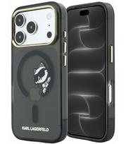 Juodas dėklas Apple iPhone 18 Pro Max telefonui "Karl Lagerfeld IML Choupette Peekaboo Magsafe Case"