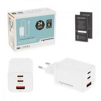 GaN 65W 2x USB-C PD + USB-A Charger (White)