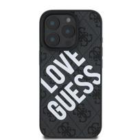 Guess PU Leather 4G Big Love Logo MagSafe Case for iPhone 16 Pro / Black