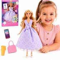 WOOPIE ROYAL Lėlė Lily 30cm Ilgi Plaukai Levandų Suknelė su Priedais