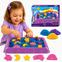 WOOPIE Kinetic Sand Vienaragio rinkinys su stalu ir formelėmis 0,6 kg