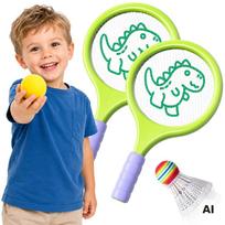 WOOPIE Badmintono raketės su putų kamuoliuku ir dinozauru